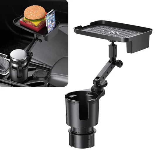 Car Cup Holder Expander & Food Tray 2-in-1 – Black