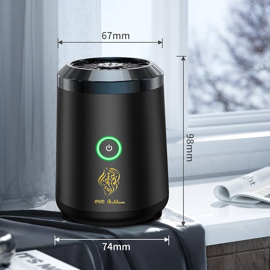 Oud Bukhoor Electronic Car Incense Burner USB Rechargeable Type C Incense Holder Black