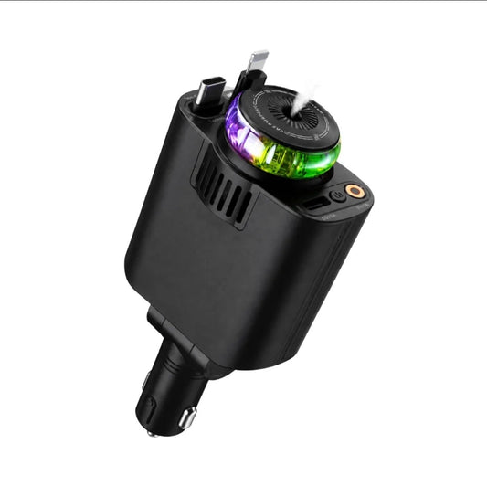 5-in-1 Car Charger — LED, PD3.0, Air Freshener & Projector