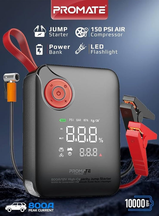Promate PatrolPack-4 800A Car Jump Starter with Air Compressor
