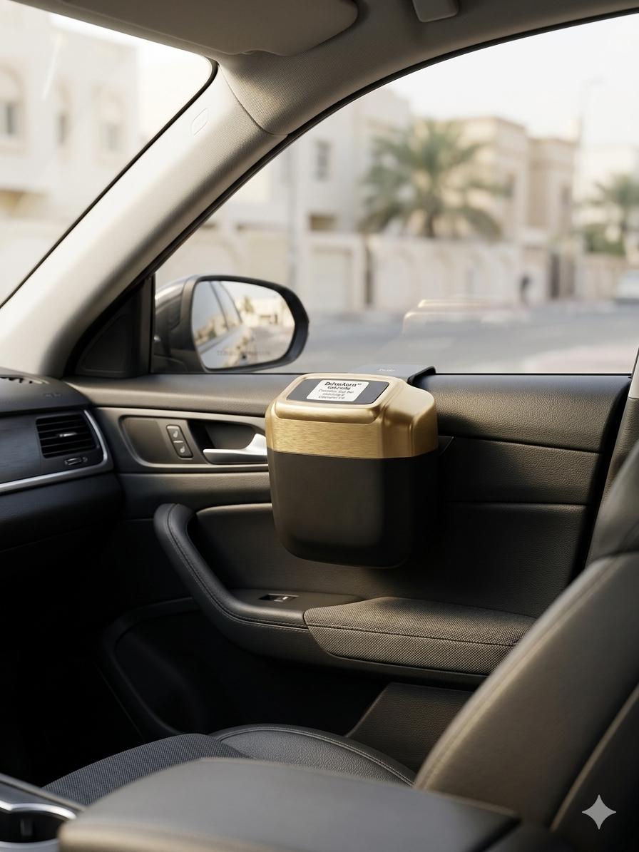 DriveAura™ Push-Button Car Trash Bin