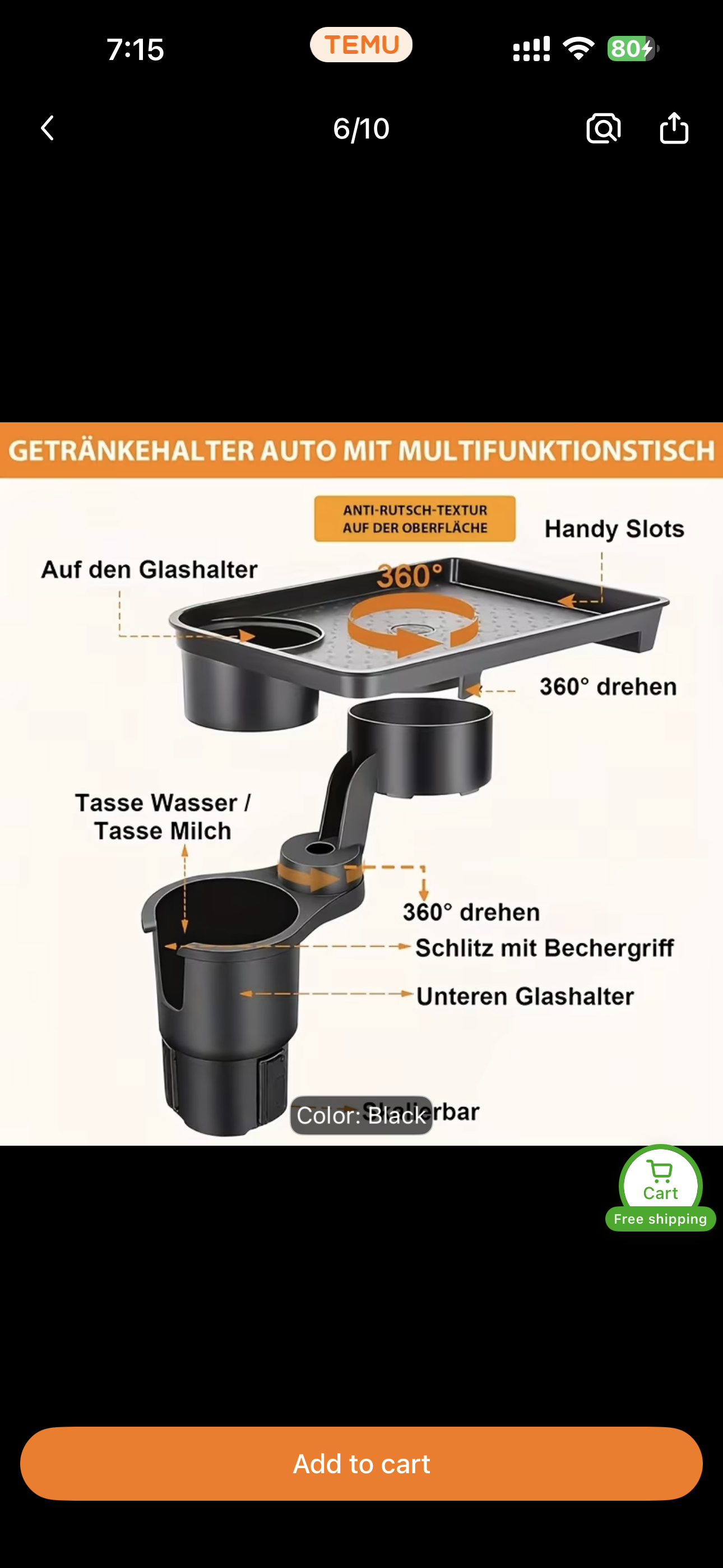 DriveAura™ 3-in-1 Cup Holder Expander & Food Tray