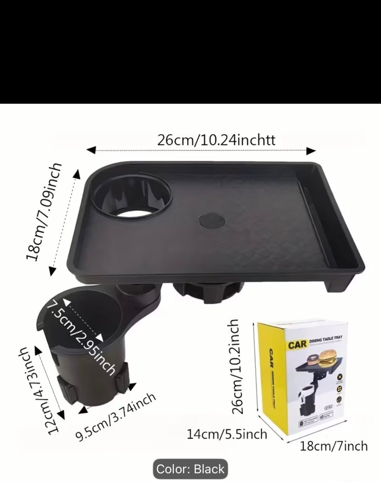 DriveAura™ 3-in-1 Cup Holder Expander & Food Tray