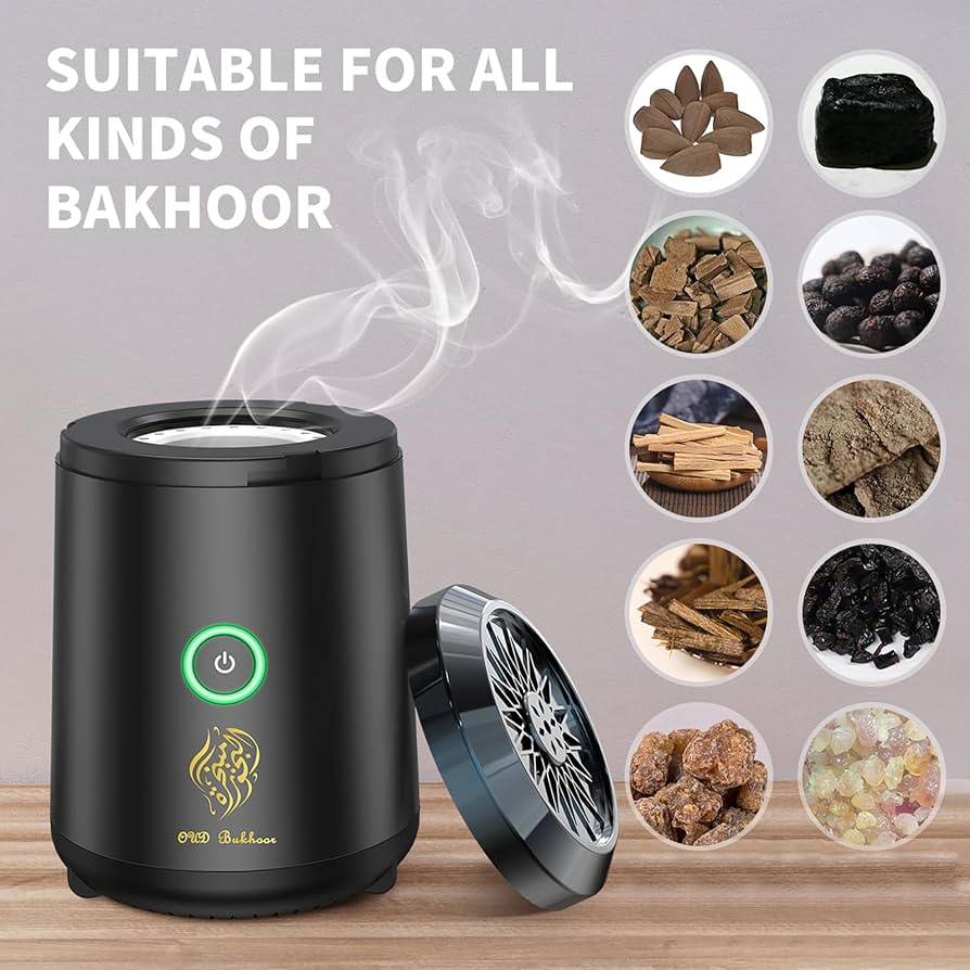 Oud Bukhoor Electronic Car Incense Burner USB Rechargeable Type C Incense Holder Black