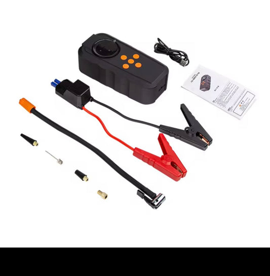 DriveAura Portable Car Jump Starter Kit 4 in 1 with Air Compressor