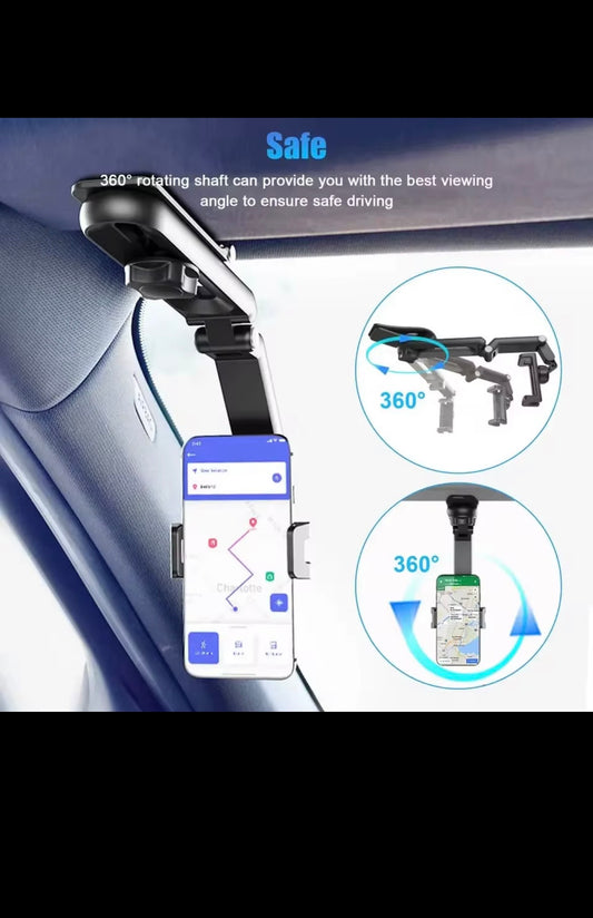 DriveAura 360° Rotating Sun Visor Car Phone Holder