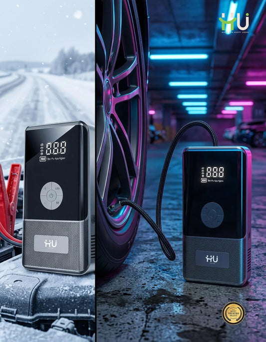 HU 15000mAh Jump Starter with Air Pump — Car Emergency Kit