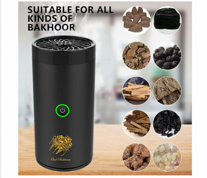 Electronic Bakhoor Burner Rechargeable Aroma Diffuser Black