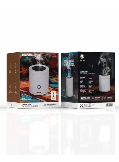 Green Lion GBR-95 Dune Air Electric Bukhoor Burner -
Rechargeable Incense Burner with
USB-C Charging
