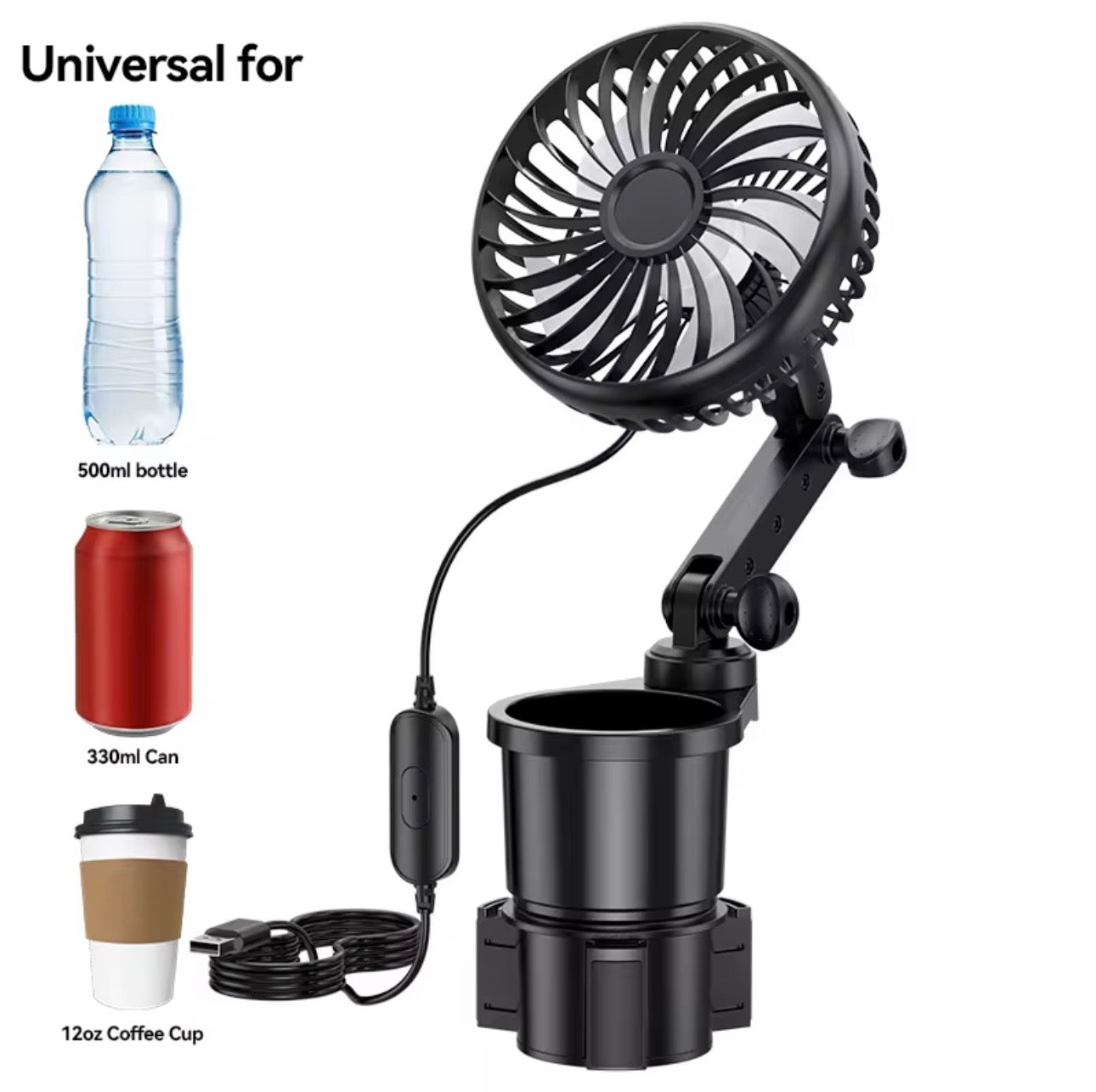Cup Holder Air Cooler Fan 2 in 1 Car Cup Holder
Multifunctional Adjustable Fan