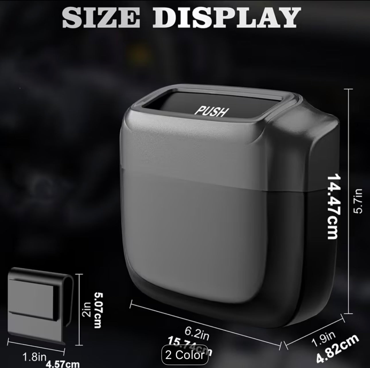 DriveAura™ Push-Button Car Trash Bin