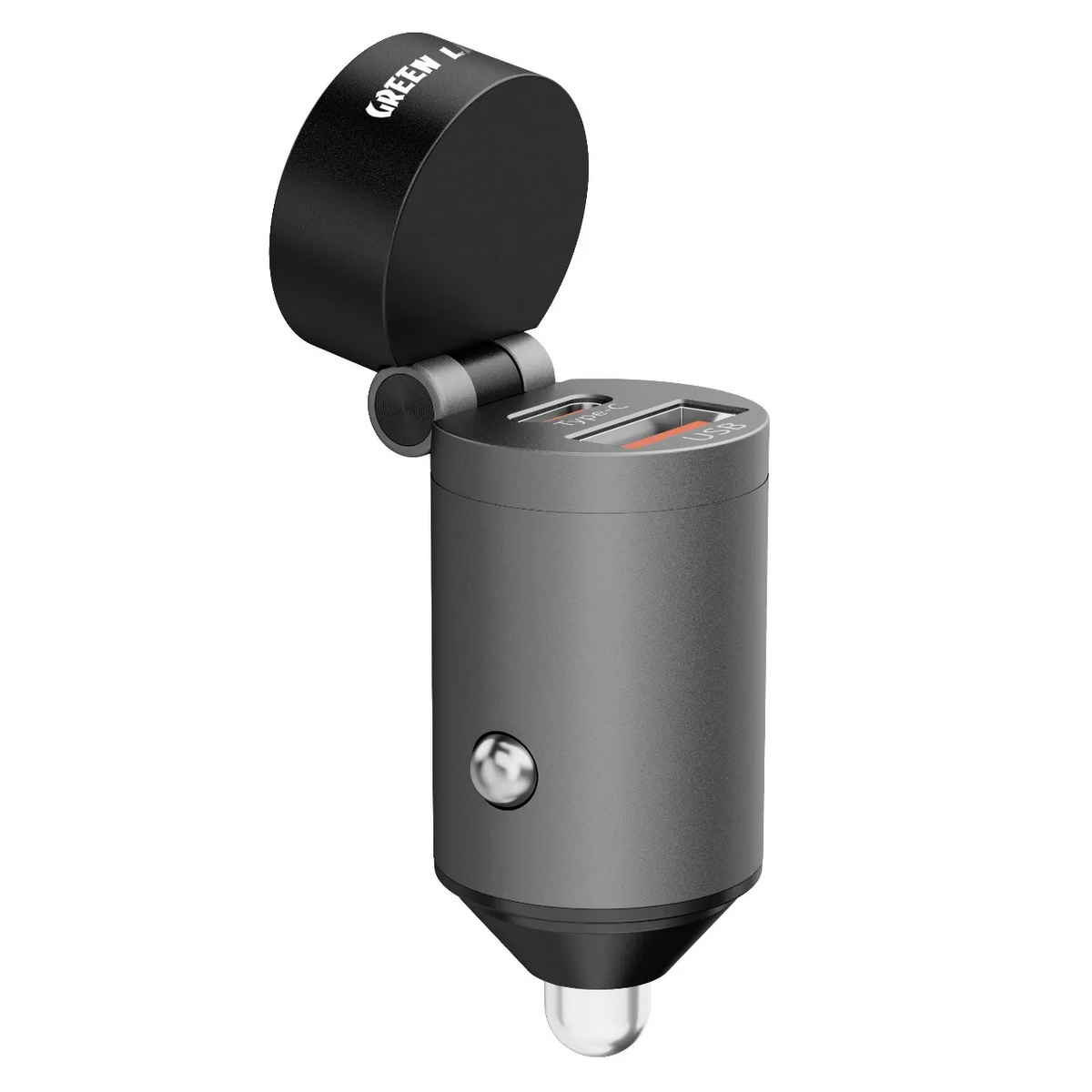 Green Lion Tracker Dual Port Car Charger - Black