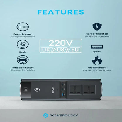 Powerology Multi-Port Car Inverter 500W