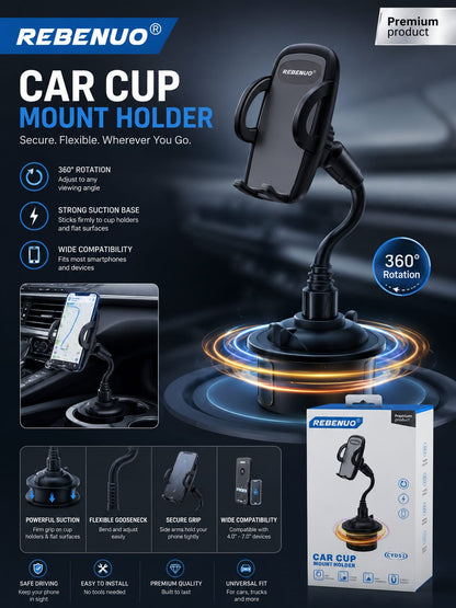 Rebenuo CYD51 Car Cup Mount Holder for Vehicle Interior