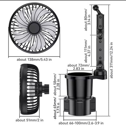 Cup Holder Air Cooler Fan 2 in 1 Car Cup Holder
Multifunctional Adjustable Fan