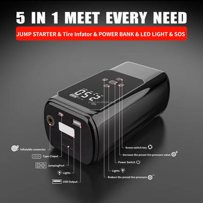 DriveAura™ 4-in-1 Jump Starter & Air Compressor
